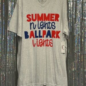 Jane Marie Light Gray Baseball Tee